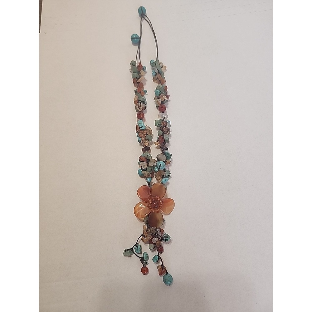 NOVICA Artisan Handmade‎ Agate Carnelian Y Necklace Resin Bead Magnesite